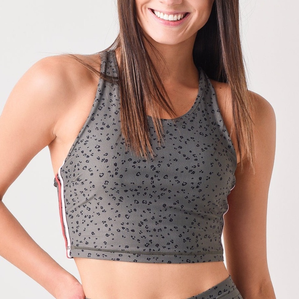 The Upside Gray Leopard Print Crop Top